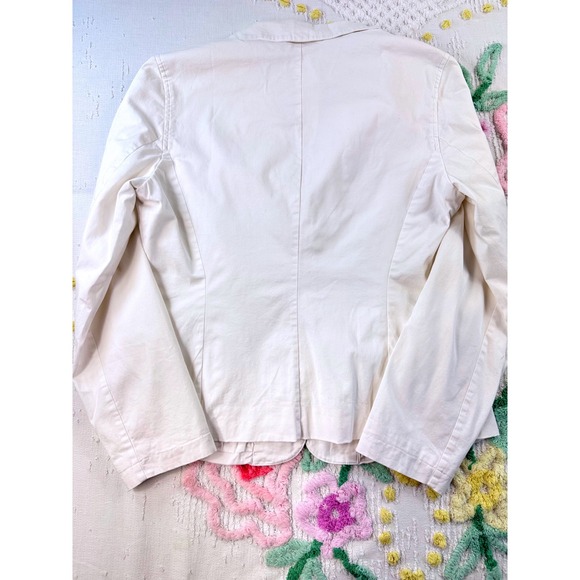Madison & Max Womens Blazer Jacket Button Front White Cotton Blend Medium M - Picture 4 of 10